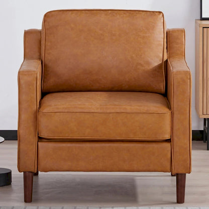 Sedona Modern Accent Chair, Faux Linen / Vegan Leather Armchair