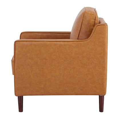 Sedona Modern Accent Chair, Faux Linen / Vegan Leather Armchair