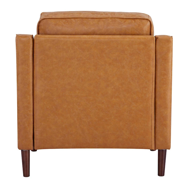 Sedona Modern Accent Chair, Faux Linen / Vegan Leather Armchair