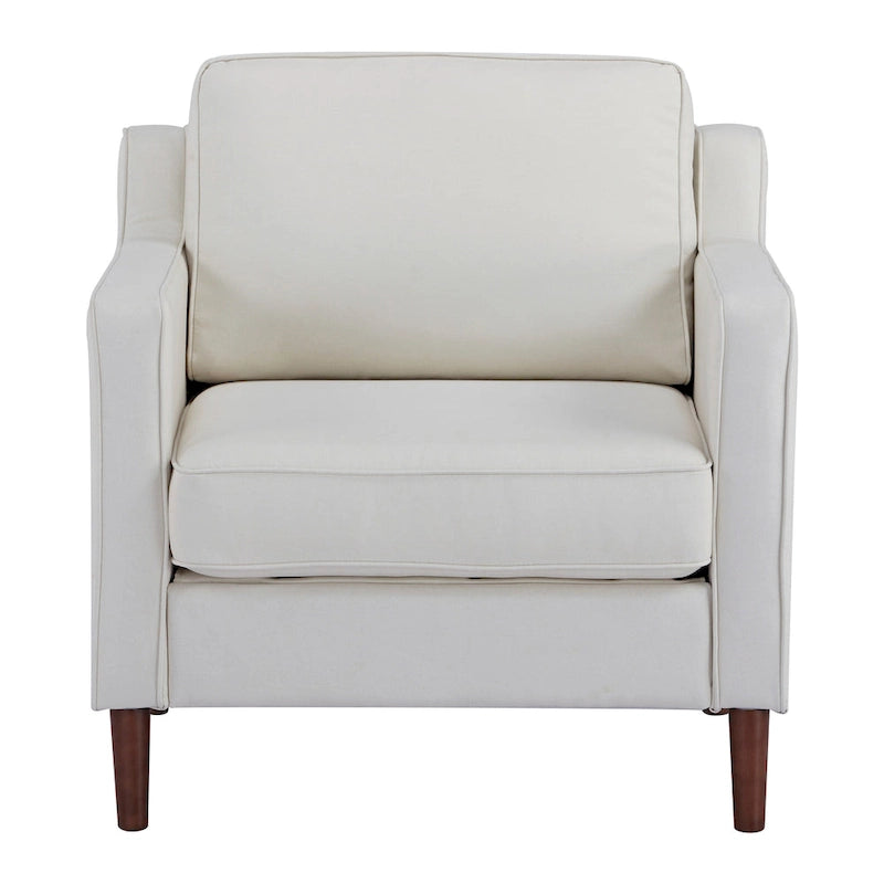 Sedona Modern Accent Chair, Faux Linen / Vegan Leather Armchair