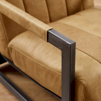 Art Leon Genuine Leather Lounge Accent Arm Chair