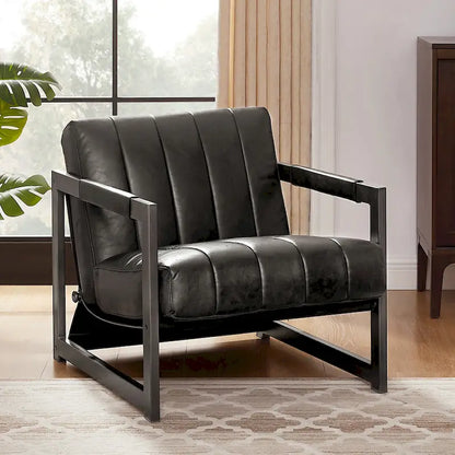 Art Leon Genuine Leather Lounge Accent Arm Chair