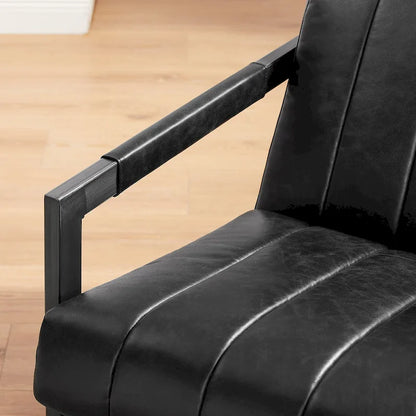 Art Leon Genuine Leather Lounge Accent Arm Chair