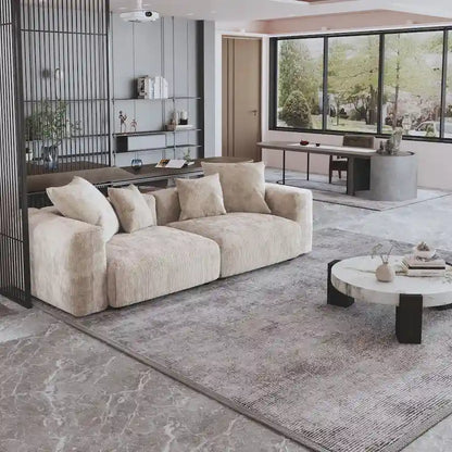 Corduroy Upholstered Deep Seat Comfy Sofa&Couches with Solid Wood Legs for Living Room