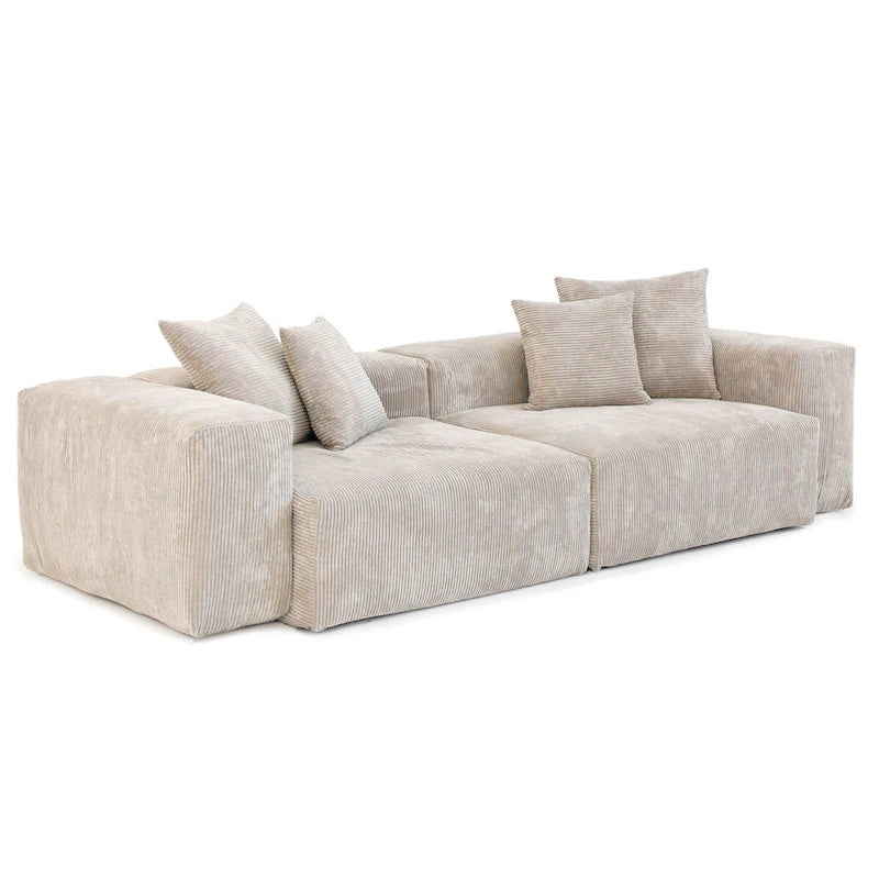 Corduroy Upholstered Deep Seat Comfy Sofa&Couches with Solid Wood Legs for Living Room