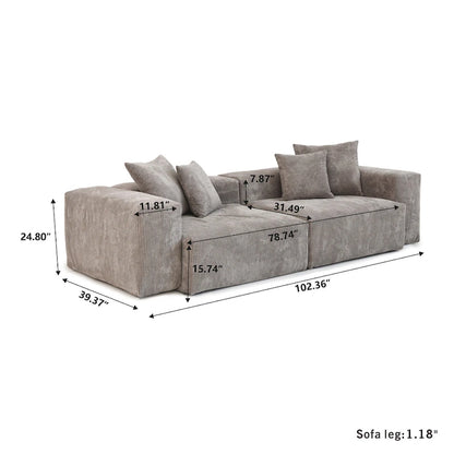 Corduroy Upholstered Deep Seat Comfy Sofa&Couches with Solid Wood Legs for Living Room