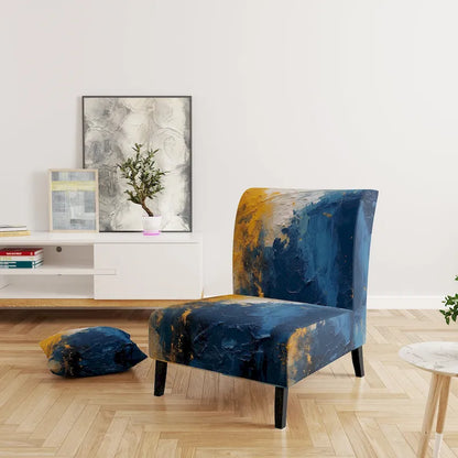 Designart  Blue and Yellow Intuitive Expressions I  Upholstered Abstract Accent Chair and Modern & Contemporary Arm Chair