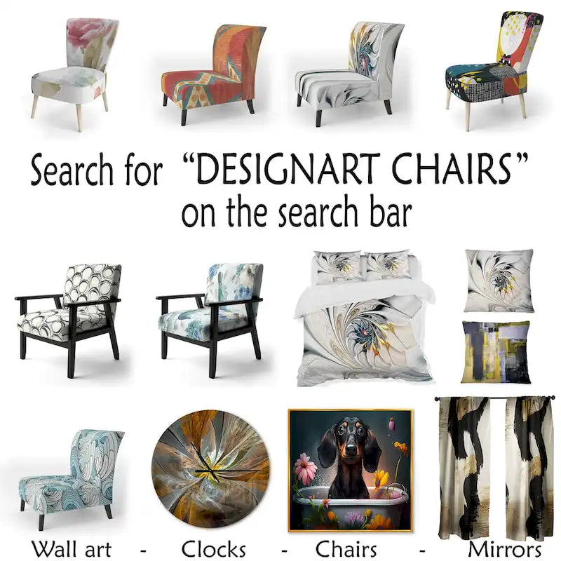 Designart  Blue and Yellow Intuitive Expressions I  Upholstered Abstract Accent Chair and Modern & Contemporary Arm Chair