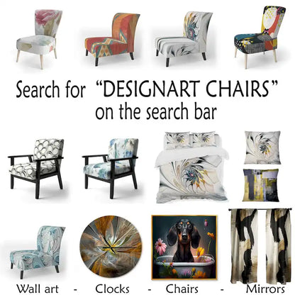 Designart  Blue and Yellow Intuitive Expressions I  Upholstered Abstract Accent Chair and Modern & Contemporary Arm Chair