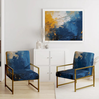 Designart  Blue and Yellow Intuitive Expressions I  Upholstered Abstract Accent Chair and Modern & Contemporary Arm Chair