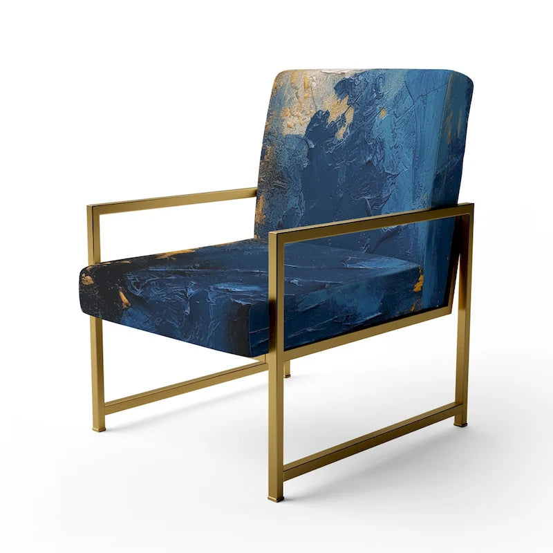Designart  Blue and Yellow Intuitive Expressions I  Upholstered Abstract Accent Chair and Modern & Contemporary Arm Chair