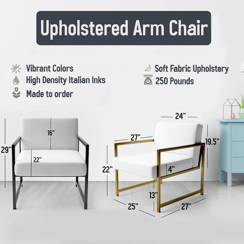 Designart  Blue and Yellow Intuitive Expressions I  Upholstered Abstract Accent Chair and Modern & Contemporary Arm Chair