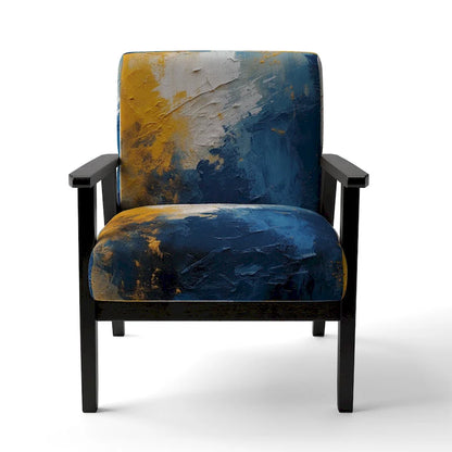 Designart  Blue and Yellow Intuitive Expressions I  Upholstered Abstract Accent Chair and Modern & Contemporary Arm Chair