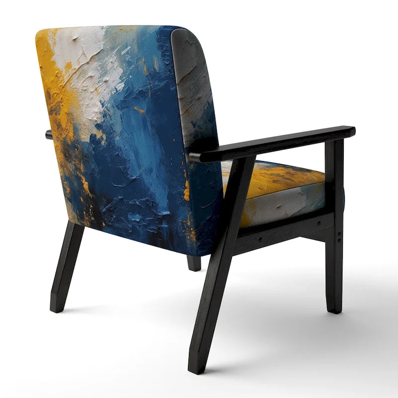 Designart  Blue and Yellow Intuitive Expressions I  Upholstered Abstract Accent Chair and Modern & Contemporary Arm Chair