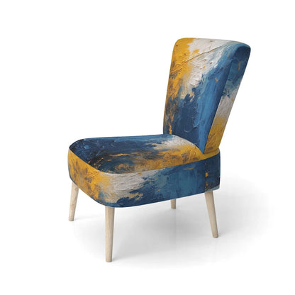 Designart  Blue and Yellow Intuitive Expressions I  Upholstered Abstract Accent Chair and Modern & Contemporary Arm Chair
