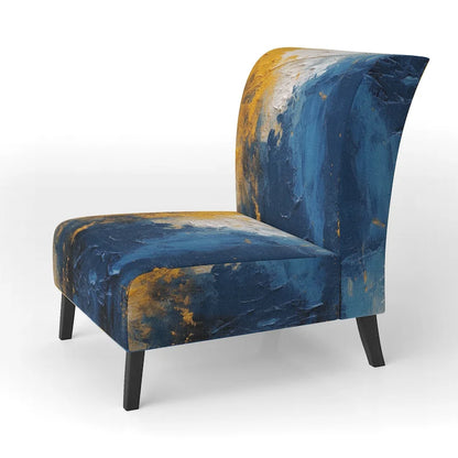 Designart  Blue and Yellow Intuitive Expressions I  Upholstered Abstract Accent Chair and Modern & Contemporary Arm Chair