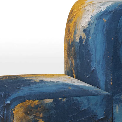 Designart  Blue and Yellow Intuitive Expressions I  Upholstered Abstract Accent Chair and Modern & Contemporary Arm Chair