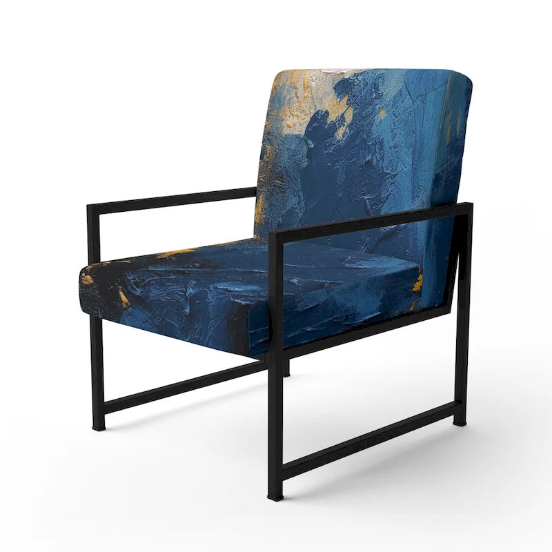 Designart  Blue and Yellow Intuitive Expressions I  Upholstered Abstract Accent Chair and Modern & Contemporary Arm Chair