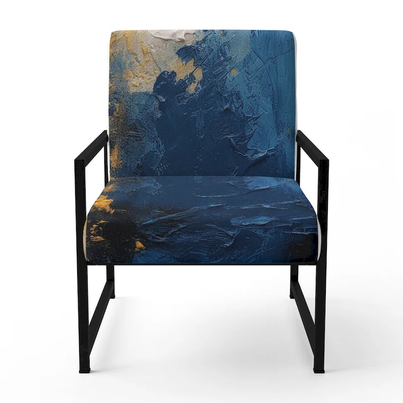 Designart  Blue and Yellow Intuitive Expressions I  Upholstered Abstract Accent Chair and Modern & Contemporary Arm Chair