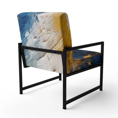 Designart  Blue and Yellow Intuitive Expressions I  Upholstered Abstract Accent Chair and Modern & Contemporary Arm Chair