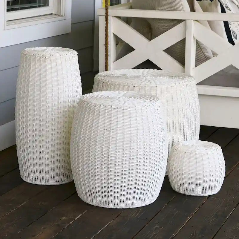 Household Essentials Handwoven Resin Barrel Side Table Storage Container