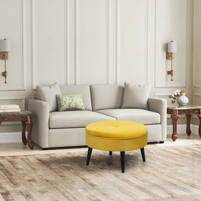 Adeco Carrington Juttersbo Round Tufted Fabric Ottoman