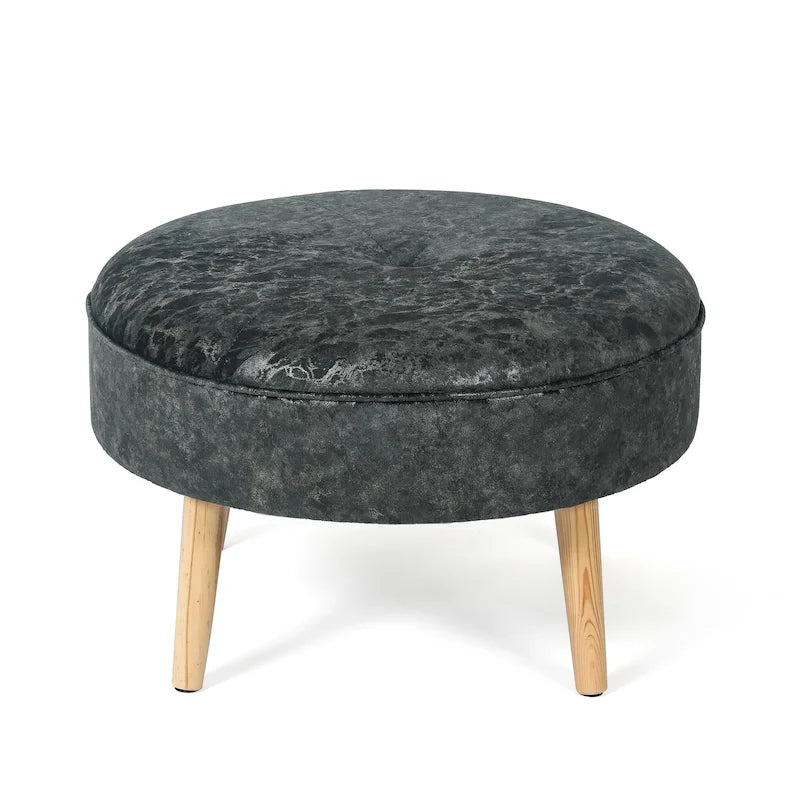 Adeco Carrington Juttersbo Round Tufted Fabric Ottoman