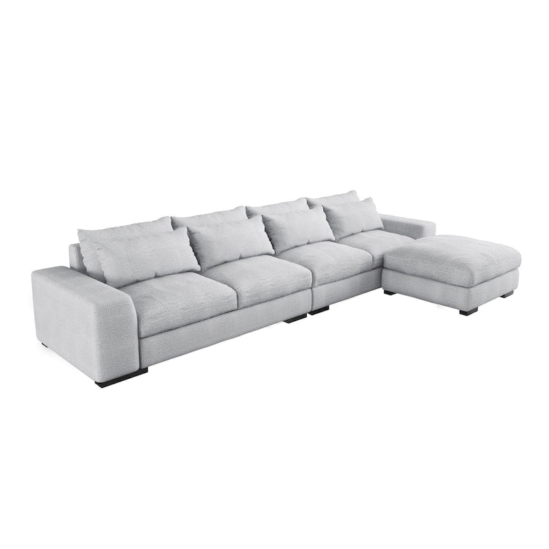 Modern Modular Down Sectional Sofa,Light Grey/Dark Blue