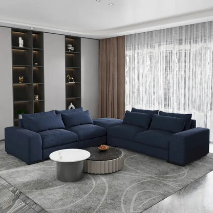 Modern Modular Down Sectional Sofa,Light Grey/Dark Blue