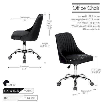 Porthos Home Jarvis Fabric Upholstered Office Chair with Chrome Base