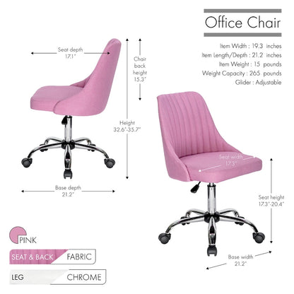 Porthos Home Jarvis Fabric Upholstered Office Chair with Chrome Base