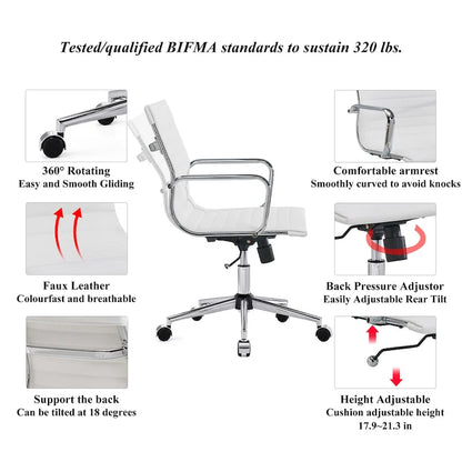 LUXMOD Ribbed Home Office Computer Chair Desk Chair