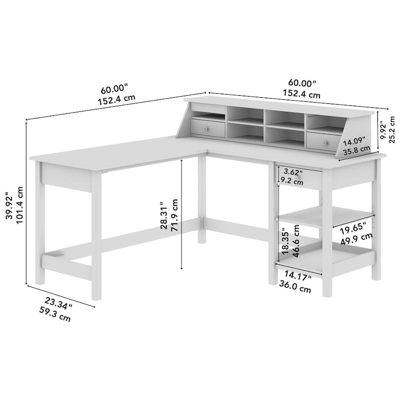 Mayfield 60W L Shaped Computer Desk with Organizer by Bush Furniture