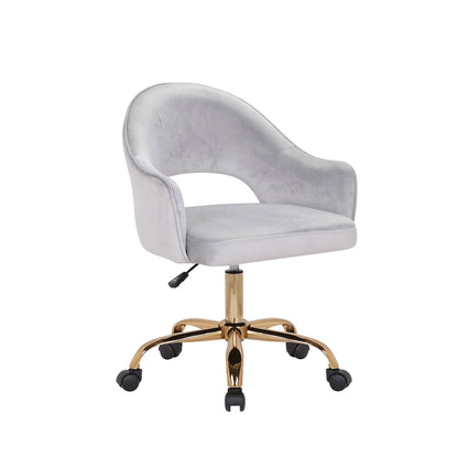 Porthos Home Camron Velvet Swivel Office Chair, Golden Chrome Legs