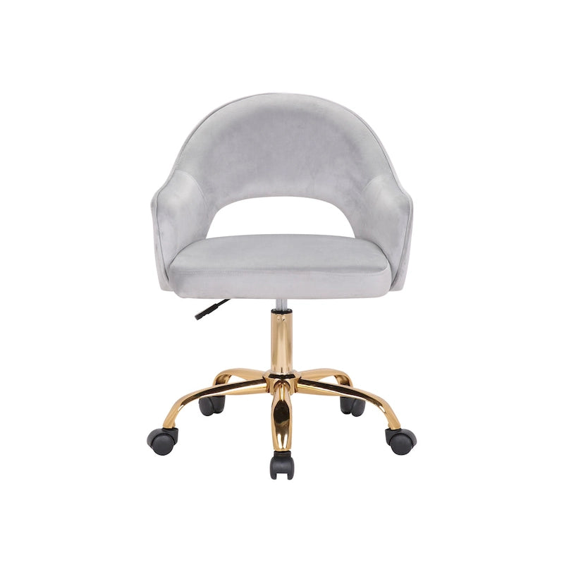 Porthos Home Camron Velvet Swivel Office Chair, Golden Chrome Legs