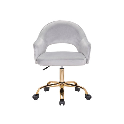 Porthos Home Camron Velvet Swivel Office Chair, Golden Chrome Legs