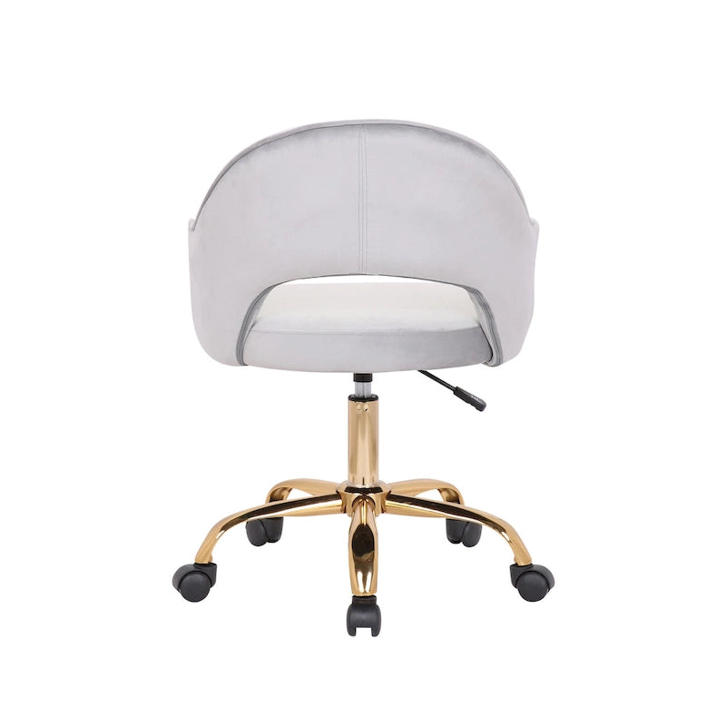 Porthos Home Camron Velvet Swivel Office Chair, Golden Chrome Legs