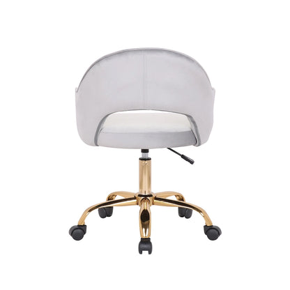 Porthos Home Camron Velvet Swivel Office Chair, Golden Chrome Legs