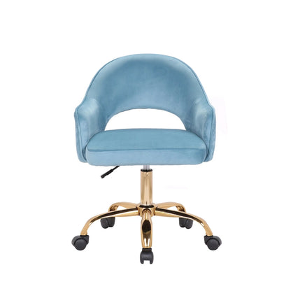 Porthos Home Camron Velvet Swivel Office Chair, Golden Chrome Legs