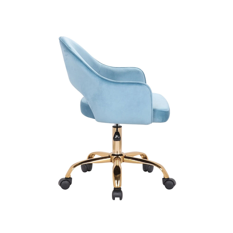 Porthos Home Camron Velvet Swivel Office Chair, Golden Chrome Legs