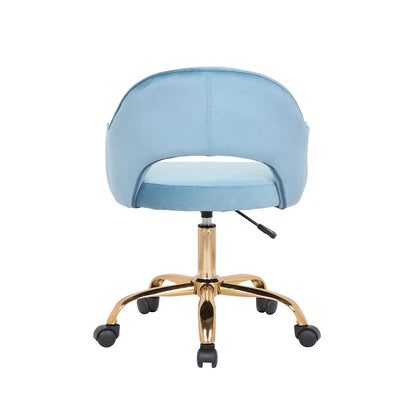 Porthos Home Camron Velvet Swivel Office Chair, Golden Chrome Legs