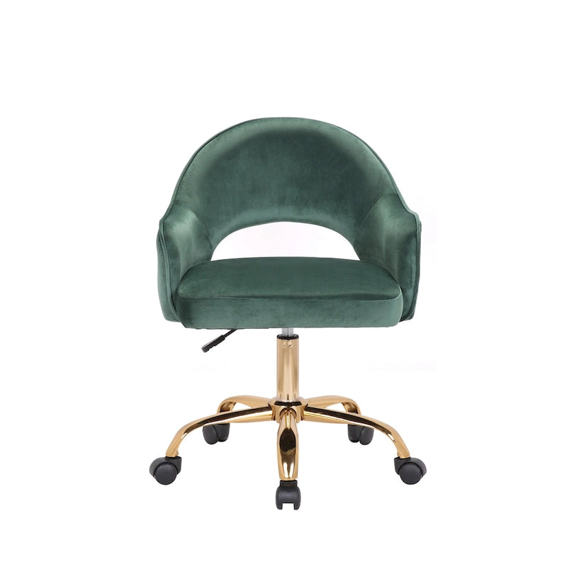 Porthos Home Camron Velvet Swivel Office Chair, Golden Chrome Legs