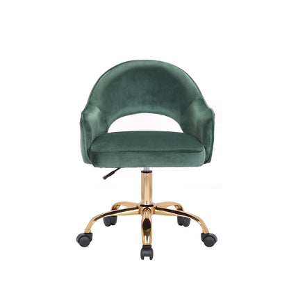 Porthos Home Camron Velvet Swivel Office Chair, Golden Chrome Legs