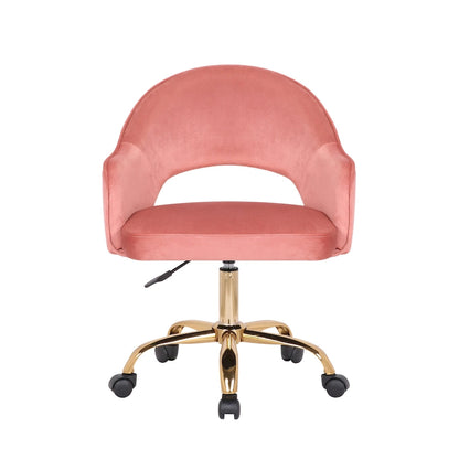 Porthos Home Camron Velvet Swivel Office Chair, Golden Chrome Legs