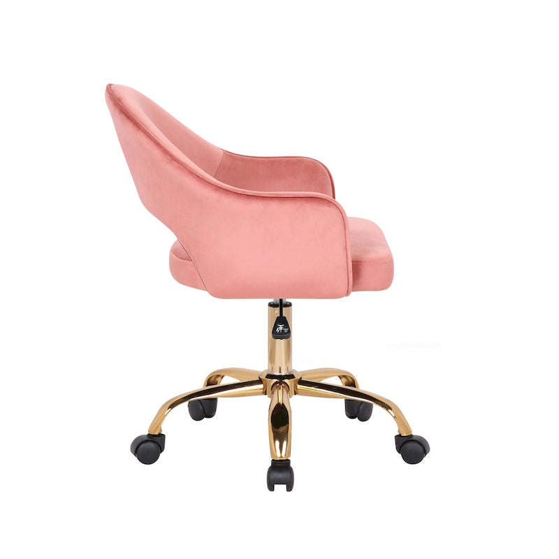 Porthos Home Camron Velvet Swivel Office Chair, Golden Chrome Legs