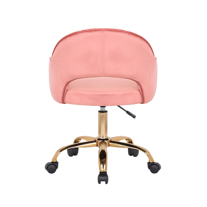 Porthos Home Camron Velvet Swivel Office Chair, Golden Chrome Legs