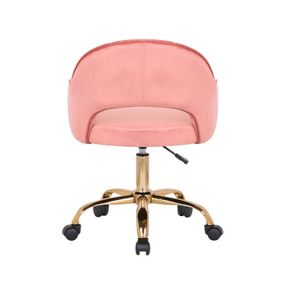 Porthos Home Camron Velvet Swivel Office Chair, Golden Chrome Legs