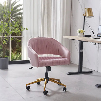 Modern Gold Office Chair Velvet Task Chair Swivel Height Adjustable Computer Chair