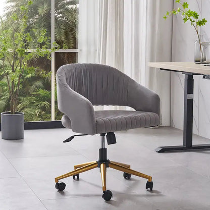 Modern Gold Office Chair Velvet Task Chair Swivel Height Adjustable Computer Chair