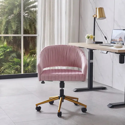 Modern Gold Office Chair Velvet Task Chair Swivel Height Adjustable Computer Chair